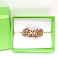 10K Gold Name Bracelet with Heart