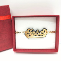 10K Gold Name Bracelet with Bar