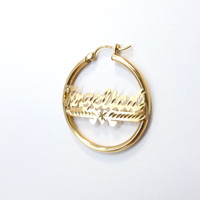 10K Gold Name Earring Basic Hoop with Heart