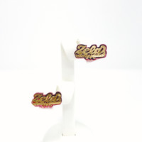 10K Gold Name Earring Stud with Heart