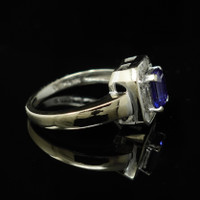 Vintage 14K White Gold Tanzanite and Diamond Ring