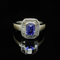 Vintage 14K White Gold Tanzanite and Diamond Ring
