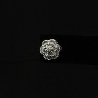 Vintage 10K White Gold Flower Stud Earring with Diamonds