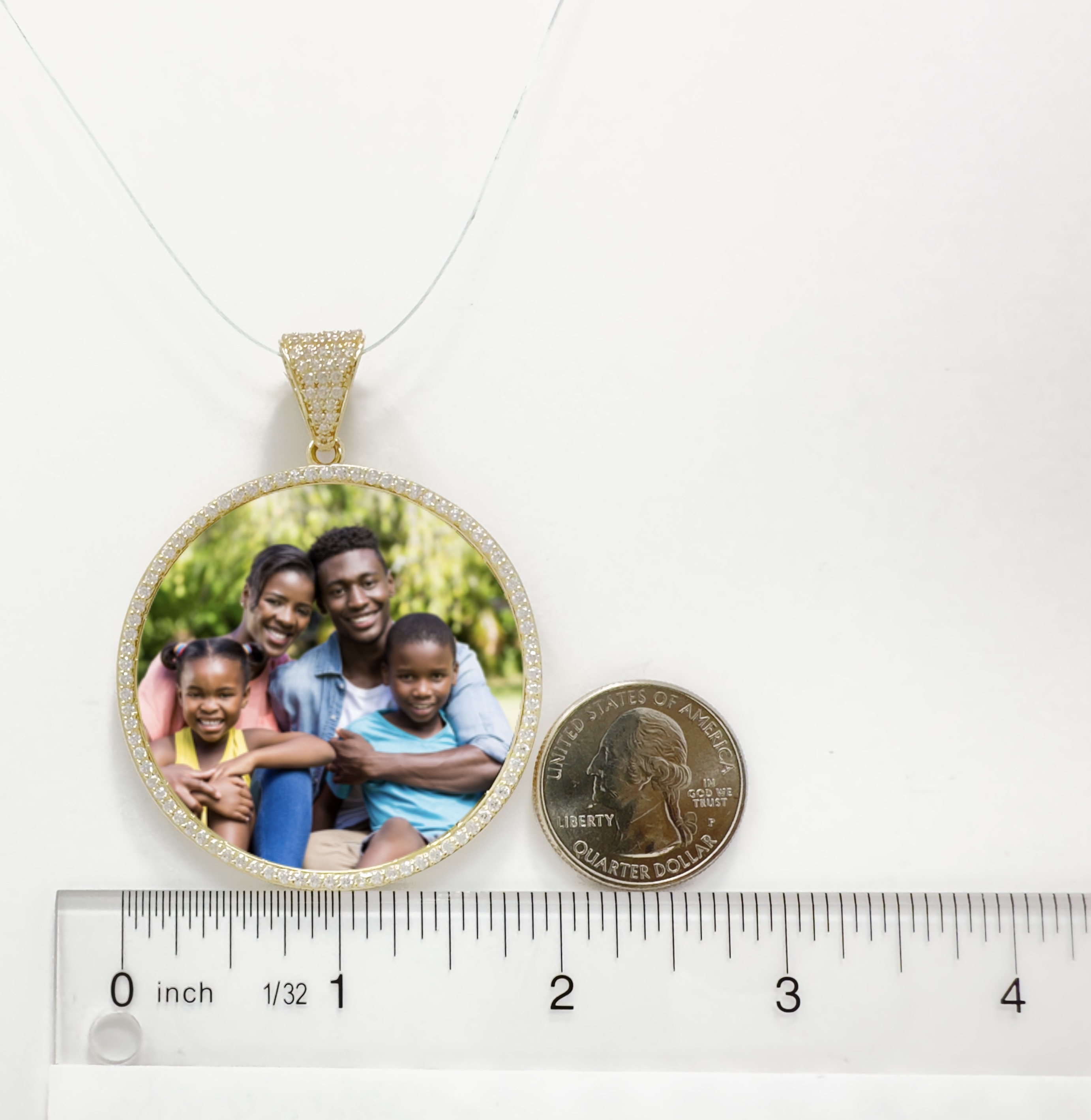 Round 10K Picture Pendant with CZ frame- X-Large