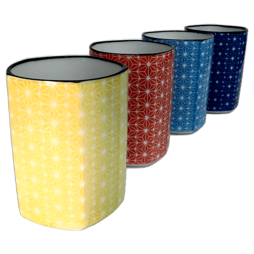 Sashiko Pentagon TeaCup Set of 4 -  5 oz. each