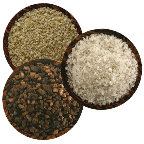 Deluxe Three Salt Set (3 oz of Salish Alderwood Smoked Coarse Salt, Sel Gris Sea Salt, Spanish Rosemary Sea Salt)