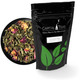 loose leaf green tea with rose and packaging