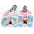 Blue and Pink Jock Socks by Crushworthy - Comfy athletic fit socks with arch support, styled after classic striped gym socks but in cute pastel colors!