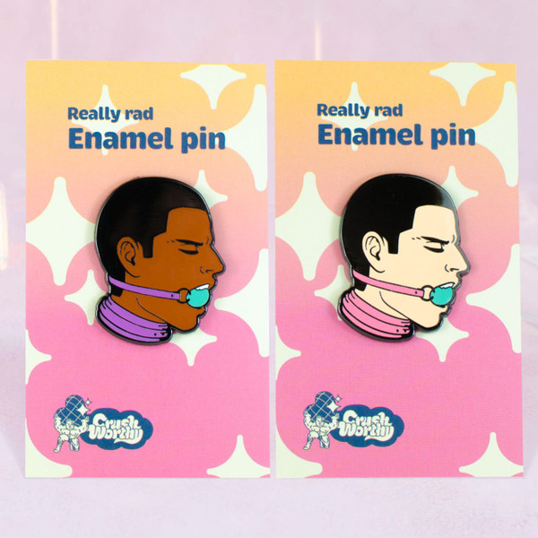 Simply Gagged Enamel Pin - kinky BDSM pin with dark skin tone or light skin tone options