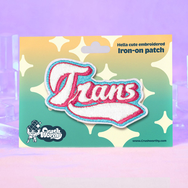 Trans Patch by Crushworthy – trans pride colors in fuzzy chenille embroidery!