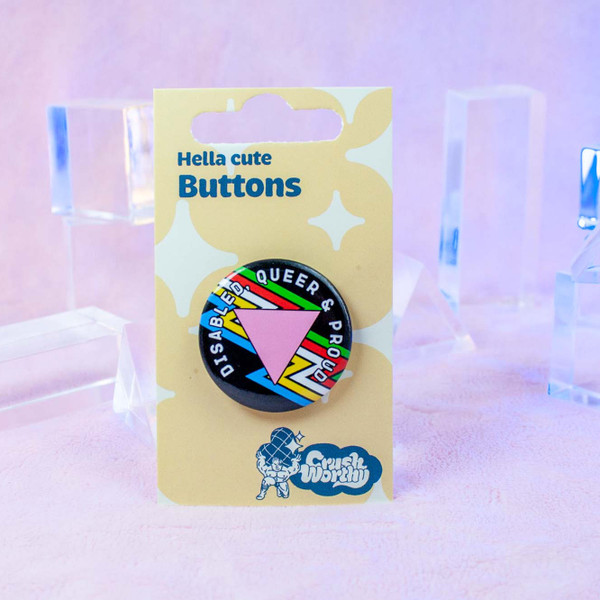 Disabled Queer & Proud Pinback Button