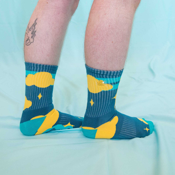 Midnight Pattern Socks by Crushworthy –  athletic fit socks with clouds and stars