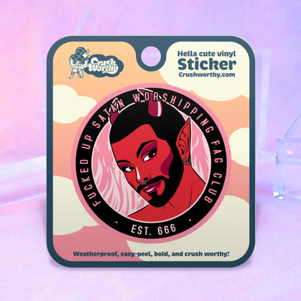 Satan Worshipping Fag Club sticker sheet by Crushworthy - Satan is gay. So are you. Join the fan club!