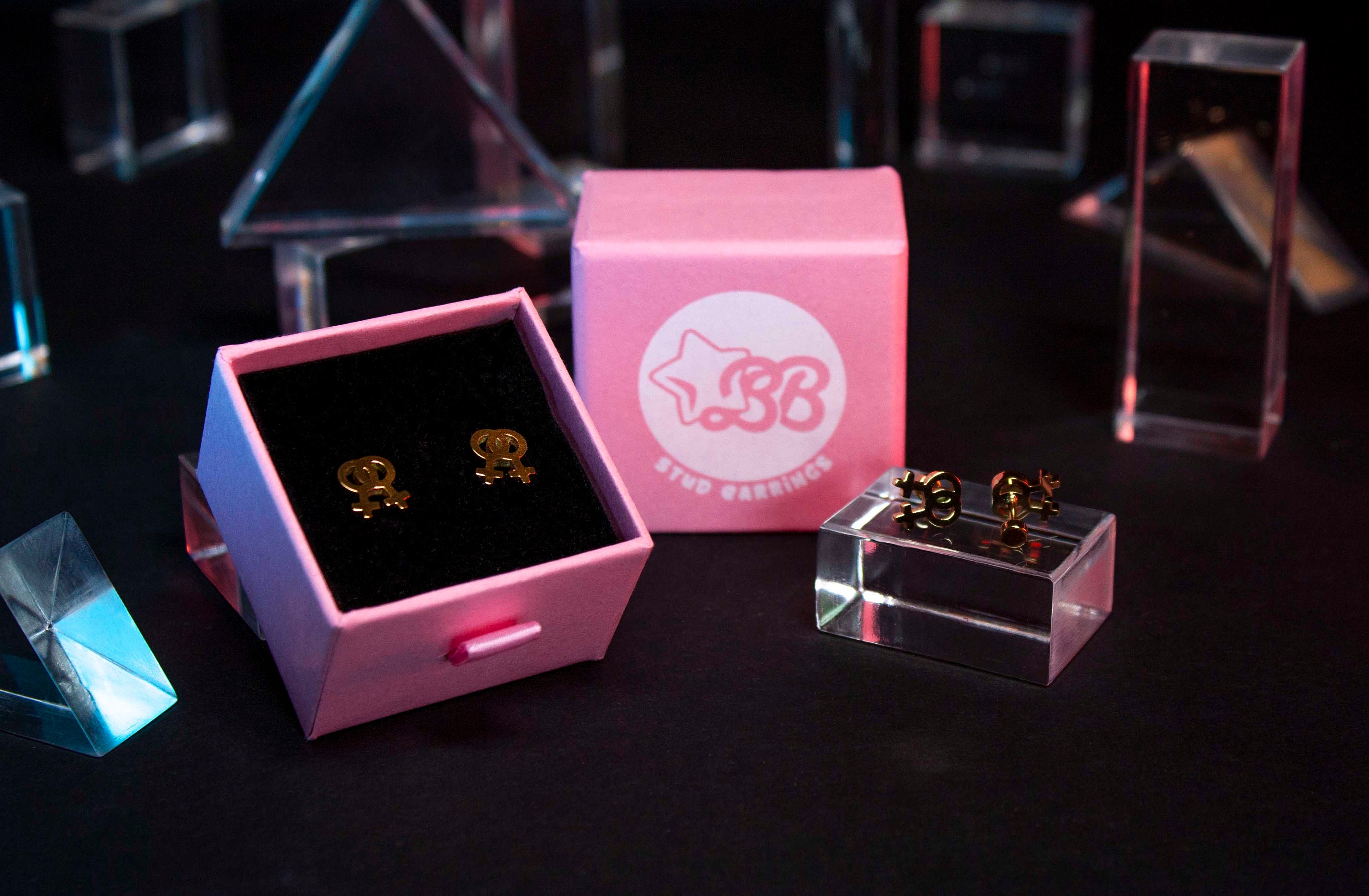 Lesbian Icon Earrings (2 COLOR OPTIONS) by Crushworthy – black or gold post earrings