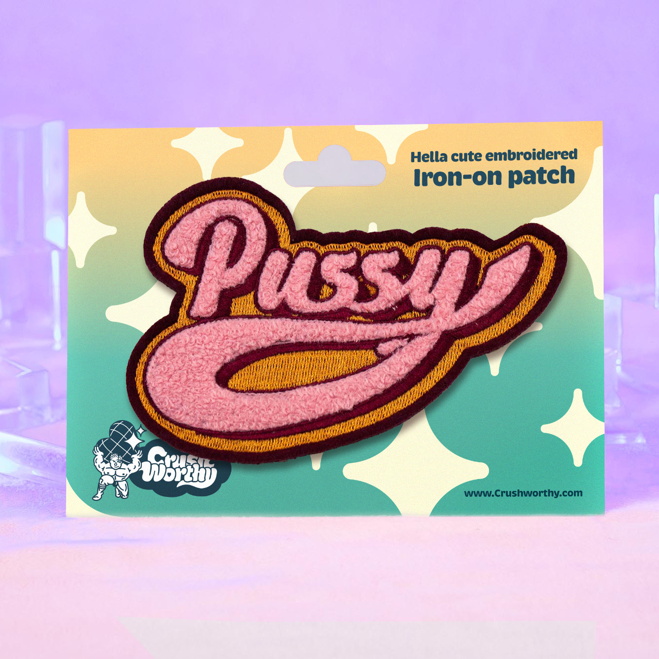 Pussy Patch by Crushworthy - fuzzy pink letters, with a clit!