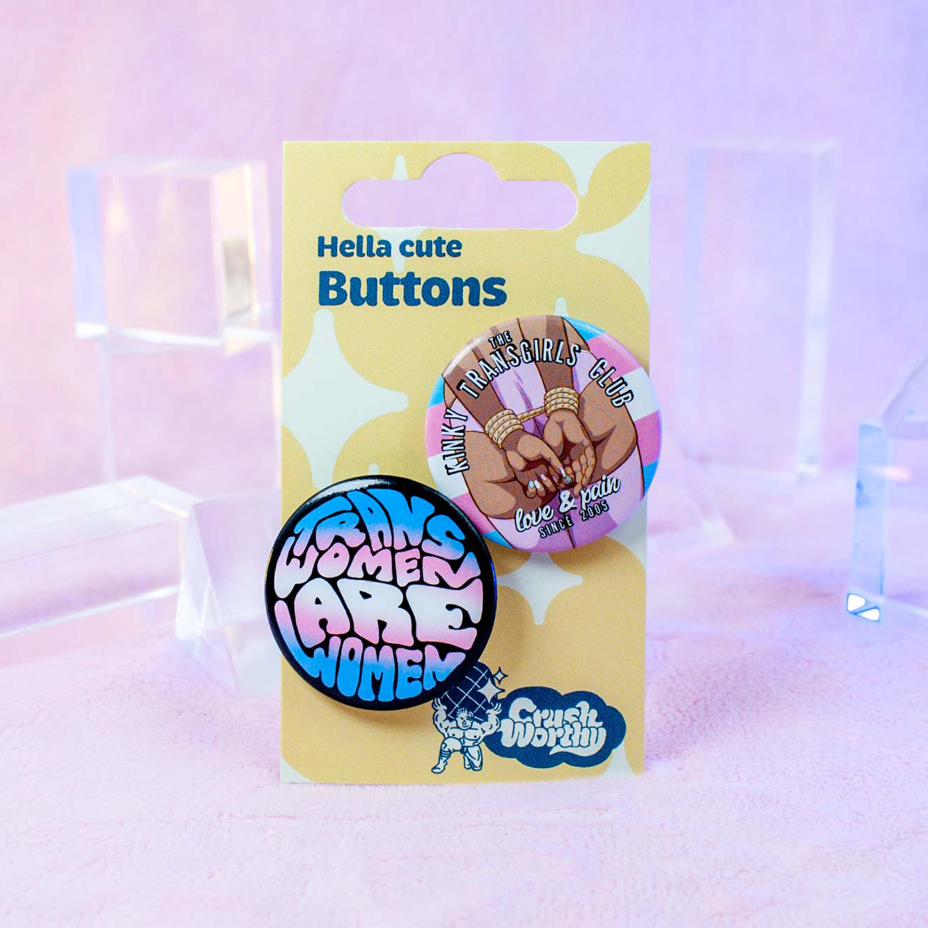Transwomen Are Women + Kinky Transfemmes Club Pinback Button Set