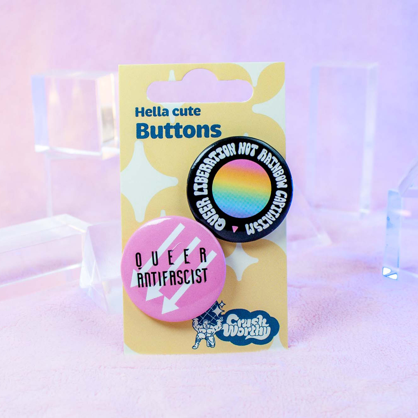 Queer Antifa + Queer Liberation Not Rainbow Capitalism Pinback Button Set