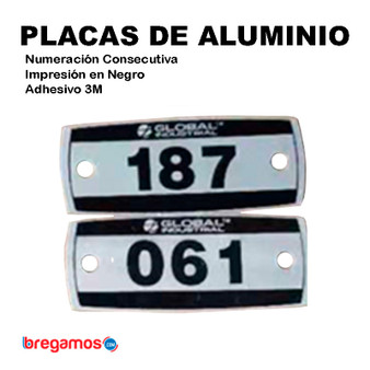 Placas de aluminio, Numeradas