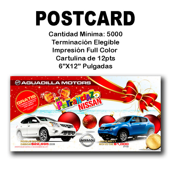 5000 Postcards 6x12 Full Color 12Pts Puerto Rico