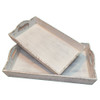 Distressed Wooden Finish Serving Trays With Handles, White, Set Of 2