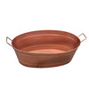 Oval Shape Hammered Pattern Metal Tub with Two Side Handles, Copper