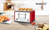 Toaster 4 Slice, Geek Chef Stainless Steel Extra-Wide Slot Toaster with Dual Control Panels of Bagel/Defrost/Cancel Function, 6 Toasting Bread Shade Settings, Removable Crumb Trays, Auto Pop-Up (Red)