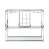 Contemporary Chrome Wine Rack Silver Modern Glass Metal Frame Wine Storage RT