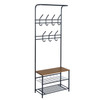 Clothes Rack Heavy Duty Metal Garment Rack Small Clothing Rack with Bottom Shelves for Bedroom, Walnut & Black