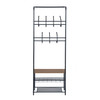 Clothes Rack Heavy Duty Metal Garment Rack Small Clothing Rack with Bottom Shelves for Bedroom, Walnut & Black