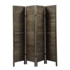 4-Panel Wood Room Divider Louver Partition Screen, 5.6 Ft. Tall Folding Privacy Screen for Home Office, Bedroom, Rustic Brown XH
