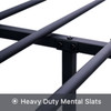 EASE-WAY Black Metal Bed Frame Queen Size, Modern Headboard and Footboard, Premium Stable Steel Slat Support Mattress Foundation (Black)