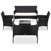 5 Piece Garden Lounge Set With Cushions Poly Rattan Black