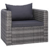 7 Piece Garden Sofa Set with Cushions & Pillows Poly Rattan Gray