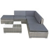 6 Piece Garden Lounge Set with Cushions Poly Rattan Gray