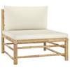 6 Piece Garden Lounge Set with Cream White Cushions Bamboo