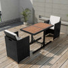 3 Piece Bistro Set with Cushions Poly Rattan Black