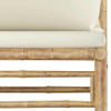 2 Piece Garden Lounge Set with Cream White Cushions Bamboo