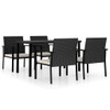 5 Piece Garden Dining Set Poly Rattan Black