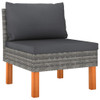 3-Seater Garden Sofa with Cushions Gray Poly Rattan