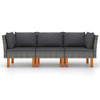3-Seater Garden Sofa with Cushions Gray Poly Rattan