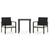 3 Piece Garden Dining Set Poly Rattan Black