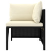 Sectional Corner Sofa with Cushions Black Poly Rattan