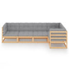 5 Piece Garden Lounge Set with Cushions Solid Pinewood