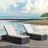 Outdoor Garden 3 Piece Wicker Patio Chaise Lounge Set Adjustable PE Rattan Reclining Chairs with Cushions and Side Table.