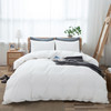 100% Washed Cotton Duvet Cover King Size, Beige Fade-Resistant Natural Bedding Set (No Comforter)