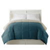 DunaWest Genoa King Size Box Quilted Reversible Comforter , Blue and Gray