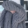 Chinille Knitting Blanket Bed Throw Yarn Baby Bulky Soft Throw, 1.2*1.5m, Dark Grey
