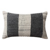 DunaWest 12 x 20 Rectangular Soft Cotton Dhurrie Accent Lumbar Throw Pillow, Kilim Pattern, Gray, White