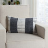 DunaWest 12 x 20 Rectangular Soft Cotton Dhurrie Accent Lumbar Throw Pillow, Kilim Pattern, Gray, White