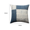 DunaWest Dae 24 x 24 Square Handwoven Cotton Accent Throw Pillow, Classic Simple Kilim Pattern, Blue, Off White